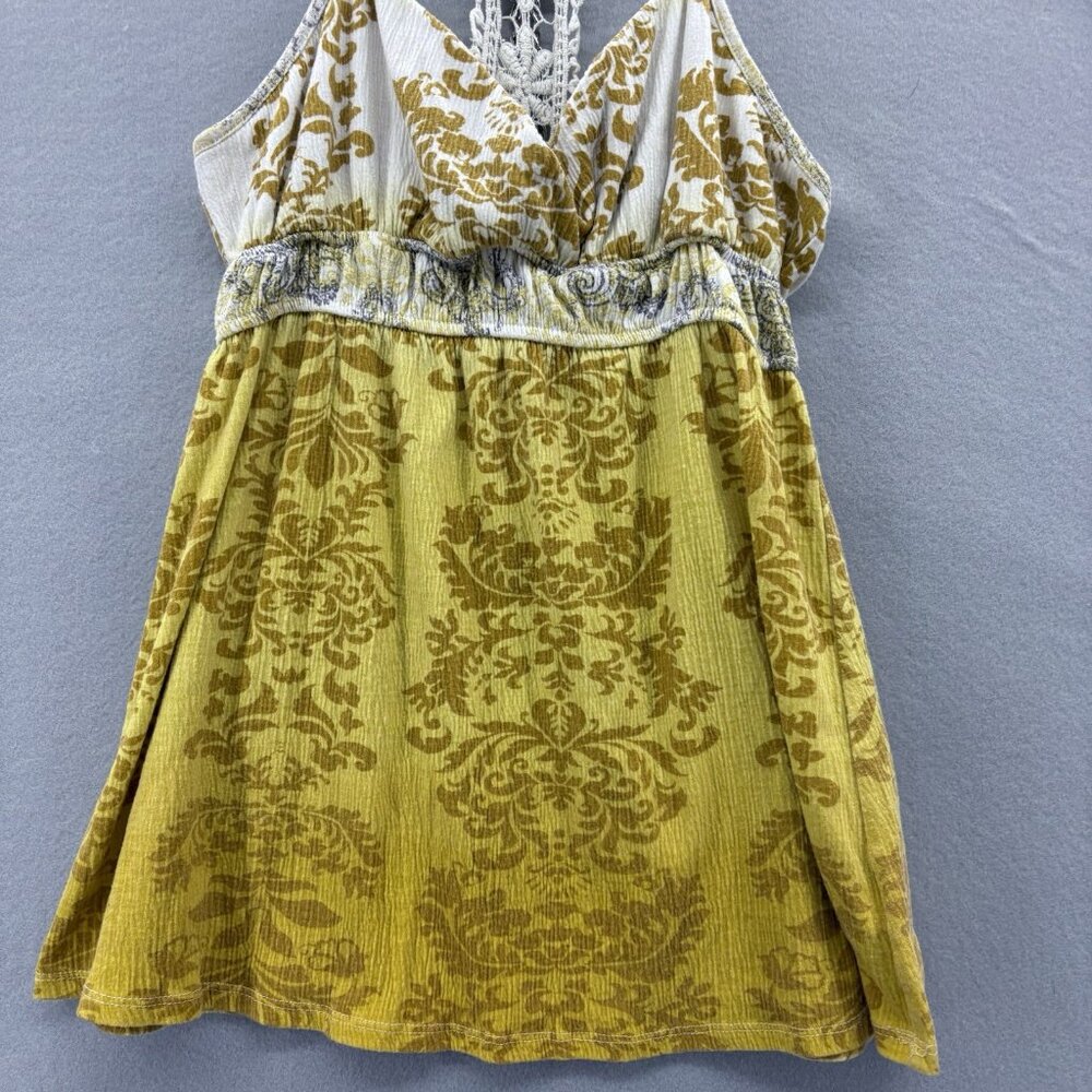 Y2K‎ Vintage Self Esteem Yellow Ombré Halter Tank Crochet Detail Boho SZ Medium - Picture 3 of 10